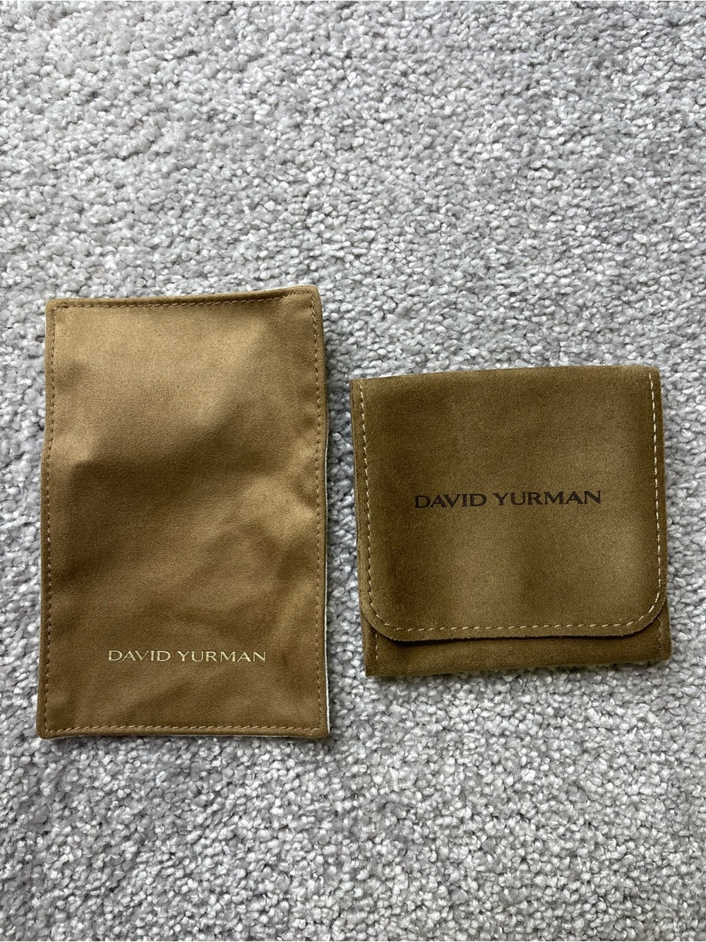 David Yurman Brown Suede Jewelry Pouch and Cloth- Set of 2